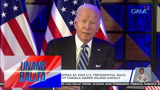 US Pres Joe Biden aatras sa 2024 US Presidential race inendorso si US VP  Unang Balita [upl. by Nosnorb]