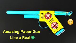 How to make Amazing Paper Gun Like Real  How to make Paper Gun with One Paper and Matchbox [upl. by Wendelina]