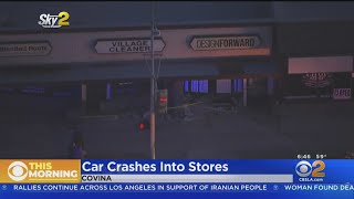 Car crashes into 2 small Covina businesses [upl. by Bunker591]