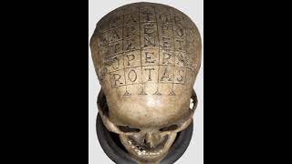 A human skull with the inscription quotSator arepo tenet opera rotas [upl. by Erreipnaej]