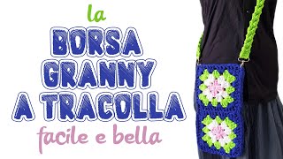 uncinetto facile  mini borsa con le mattonelle granny di fettuccia [upl. by Arikal]