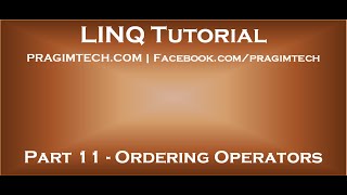 Part 11 Ordering Operators in LINQ II [upl. by Madelyn]