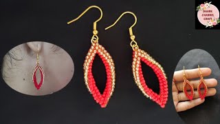 Tutorial for peyote beaded folding earringsherringbonepeyote earring [upl. by Yelrac]