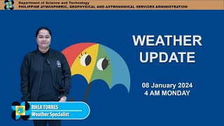 Public Weather Forecast issued at 4AM  January 8 2024  Monday [upl. by Ocramed]