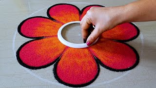 Easy Flower Rangoli Designs For Beginners  Festival Rangoli Designs  Simple Diwali Rangoli [upl. by Imoin]