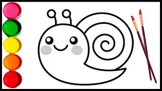 How to Draw a Snail 🐌 Snail Drawing Painting and Coloring for Kids and Toddlers Kids Drawings [upl. by Occir]