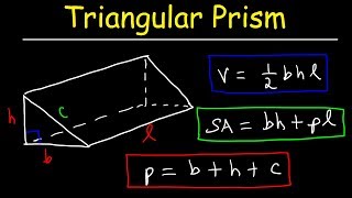 Triangular Prism  Volume Surface Area Base and Lateral Area Formula Basic Geometry [upl. by Nancee]