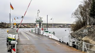 Fähre Nierstein  KornsandTrebur  Fährschiff Landskrone  Überfahrt  Rheinkilometer 483 [upl. by Ahsienad]