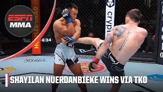 Nuerdanbieke wins via TKO just over a minute into bout  ESPN MMA [upl. by Gorlin833]