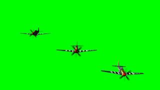 Airplane P51 Mustang in formation flight  greenscreen effects  free use [upl. by Varipapa]