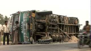 Truck crash site on Indian highway [upl. by Apur]