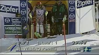 Pernilla Wiberg wins slalom Parpan 1995 [upl. by Cletis]