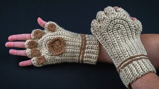 You will wish to crochet these fingerless mittens “ Cat’s paws”  a tutorial for beginners [upl. by Maunsell]