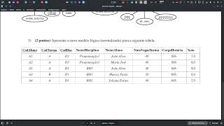 Prova AB1 20222Questao 3Normalização de Banco de Dados [upl. by Eidualc]