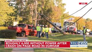 1 seriously hurt in Durham crash that destroys power pole [upl. by Notyalk698]