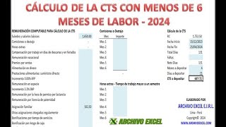 Cálculo de CTS con Remuneración Fija Menos de 6 meses de labor y Cese antes de cumplir los 6 meses [upl. by Geminius]