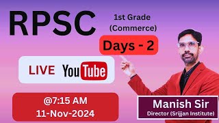 RPSC 1st ग्रेड कॉमर्स Live Class By Srijjan Classes Day  2 rpsc 1stgradecommerce rpsc1stgrade [upl. by Lawrenson514]