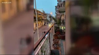 Italians on lockdown due to coronavirus sing from balconies [upl. by Anisor]