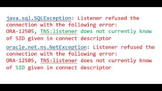 How to resolve SQLException Listener refused the connection listener does not currently know of SID [upl. by Gnay357]