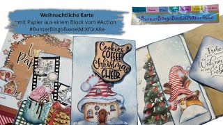 Weihnachtliche Karte mit Papier aus einem Block vom Action bunterbingobastelmixfüralle [upl. by Ahsaenat]