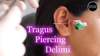 Tragus Piercing Delimi  Karınca Tattoo  How To Make Tragus Piercing [upl. by Eelak383]