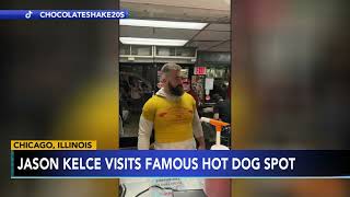 Philadelphia Eagles Jason Kelce makes stop at Chicagos The Wieners Circle [upl. by Leontyne]