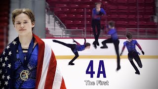 The first ever QUAD AXEL 4A in figure skating history  Ilia Malinin 17 years old [upl. by Hafinah]