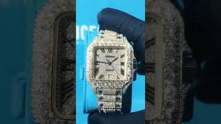 Bust down Cartier de Santos diamond watch icedoutwatch [upl. by Eihctir]