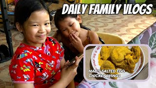 DAILY FAMILY VLOG  homemade frankies salted egg amp honey garlic chicken kids playhouse pr package [upl. by Ahtnamys]