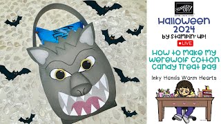 🐺 Halloween Werewolf Cotton Candy Treat Bag  More Wishes  Stampin’ Up  Inky Hands Warm Hearts [upl. by Fiertz]