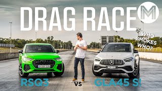 Audi RS Q3 vs AMG GLA45 S DRAG RACE  MOTOR [upl. by Allimak]