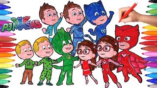 PJ MASKS Amaya Conor Greg Transform into Owelette Catboy Gekko Coloring Pages Animation Videos [upl. by Aubree724]