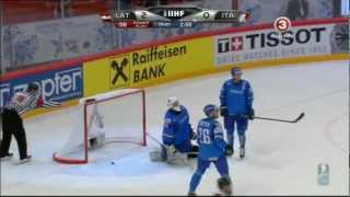 Oskars Bartulis 3 goal vs Italy IIHF WC 2012 08052012flv [upl. by Mayda652]