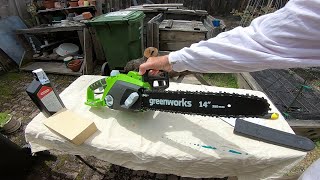 Greenworks 105 Amp 14Inch Corded Chainsaw  Unboxing and Review [upl. by Merissa]