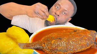 ASMR SPICY PEPPER SOUP WITH TILAPIA FISH AND FUFU MUKBANG AFRICAN NIGERIAN FOOD [upl. by Ralat113]