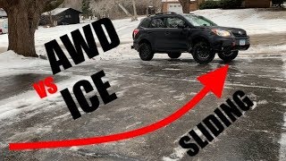 Subaru AWD with XMODE vs Sheet of Ice [upl. by Laurinda124]