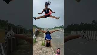 jump stunt 😛🥰😘realfools ytshorts shortfeed fitness flexibility yogapractice short viralvideo [upl. by Yaja]