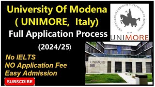 University of Modena Application in Italy  September Intake 2024 [upl. by Philemon846]