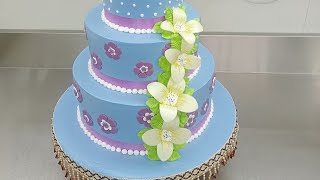 birthday cake cream me 3Step best design purpal colours yeshe banaye bestbirthdaycakedesign [upl. by Ydnes]