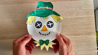 Scarecrow Paper Craft  Paper Plate Craft Ideas  Fall Homeschooling Activities [upl. by Kcirdnekal807]