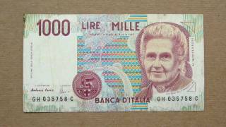 1000 Italian Lire Banknote Thousand Italian Lire  1990 Obverse and Reverse [upl. by Arikihs753]