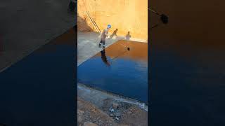 Bitumen primer application before waterproof membrane [upl. by Maurilia]