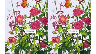 flower painting step by stepacrylic painting tutorialMZMARTIST [upl. by Aicirtak]