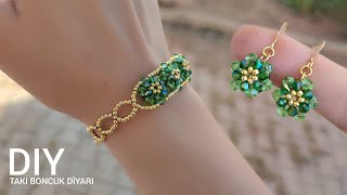 Zarif takı seti Küpe amp Bileklik yapılışıElegant beaded jewelry setEarrings amp Bracelet Making [upl. by Adekram]