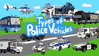 Police car  Types of Police Vehicles  Lets Learn Police Vehicle Names in English  Kidsdraw [upl. by Ainod]