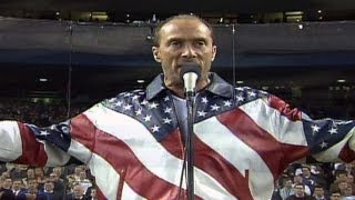 2001 WS Gm4 Lee Greenwood sings quotGod Bless the USAquot [upl. by Bevin]