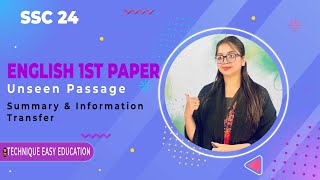 SSC 24 I English 1st Paper I Unseen Passage I Summary amp Information Transfer [upl. by Eob17]