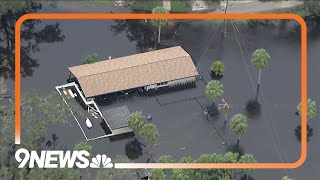 Aerial view of flooding in Florida after Hurricane Milton [upl. by Ruhtracm]