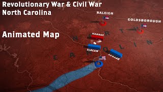 North Carolina at War  Revolutionary War amp Civil War Animated Battle Map [upl. by Allveta466]