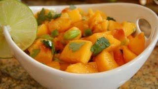 Salsa Recipe Peach Salsa by CookingForBimboscom [upl. by Nnylhsa]